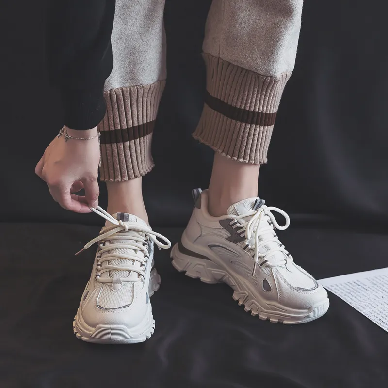 Warrior Lightweight Warm Low Top Chunky Sneakers Women's Beige Gray-10