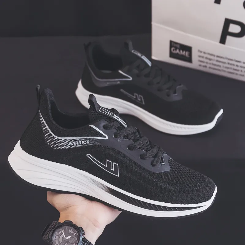 Warrior Students' Running Shoes Lightweight And Breathable Low Top Casual Shoes Men's Black Gray-4