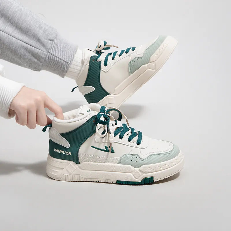 WARRIOR Skateboard Shoes Unisex High Top Beige Green-9