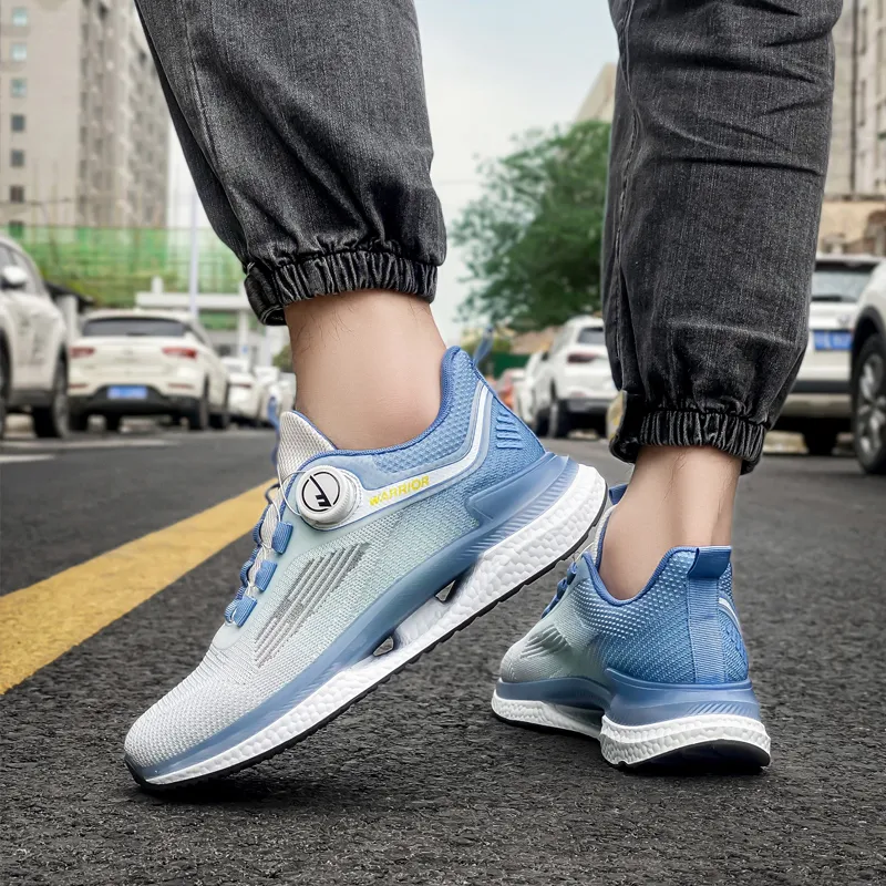Warrior Running Cushioning Lightweight Low Top Casual Shoes Men's Gray Blue-8