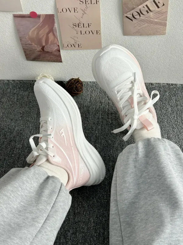 Warrior Cushioning, Rebound, Breathable, Slip Resistant Low Top Casual Training Sprint Running Shoes Women's White Pink-5