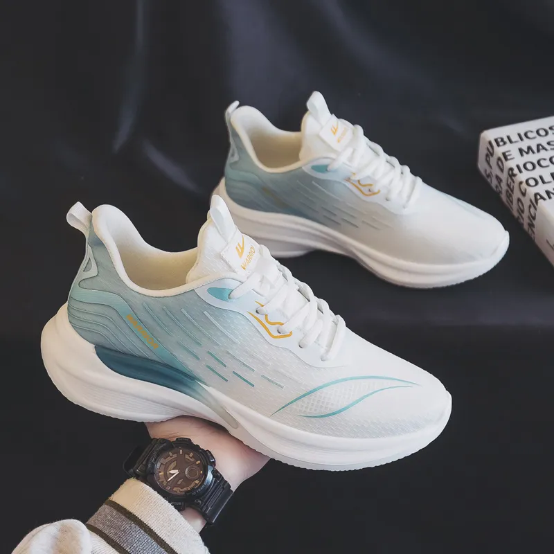 Warrior Students' Running Shoes Breathable Lightweight Low Top Casual Shoes Men's White Haze Blue-10