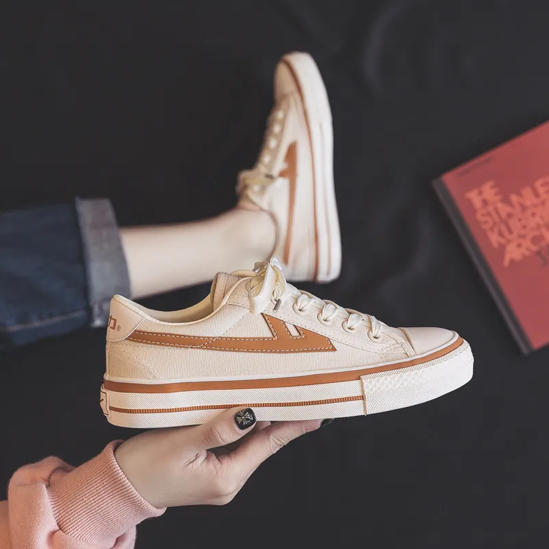 Warrior Lightweight Low Top Canvas Shoes Unisex Beige Brown-5