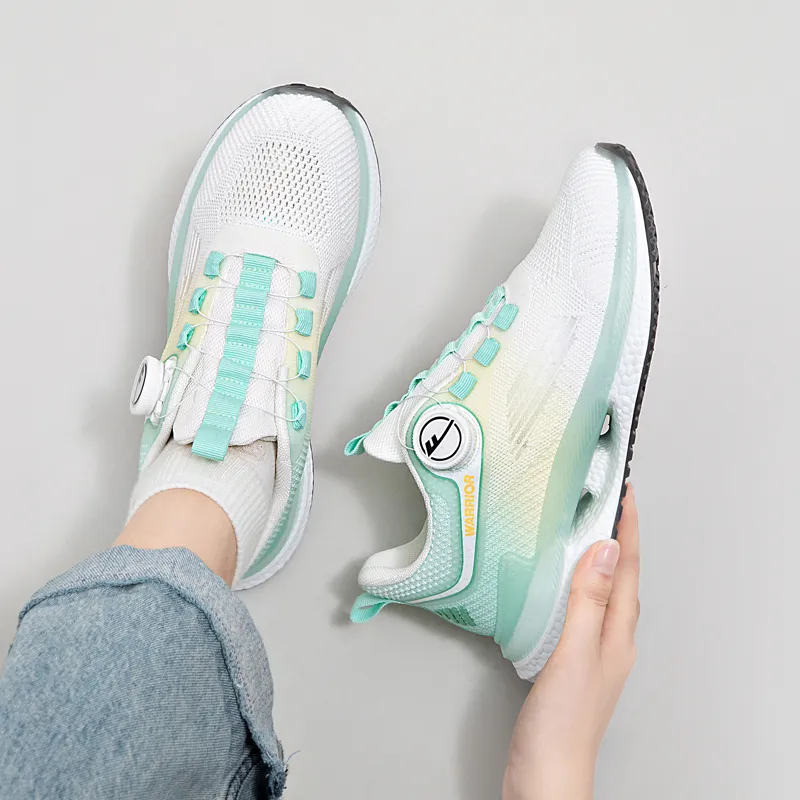 Warrior Comfortable Sports Anti Slip Wear Resistant Low Top Casual Shoes Women's White Lake Green-5