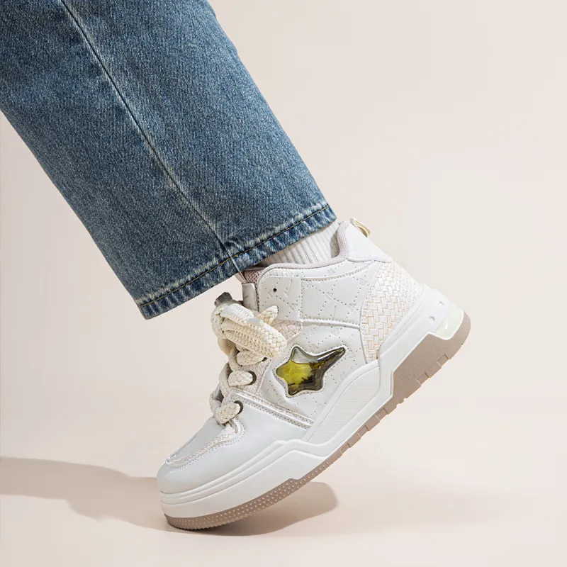 Warrior Lightweight High Top Skateboard Shoes Unisex Beige Khaki-8