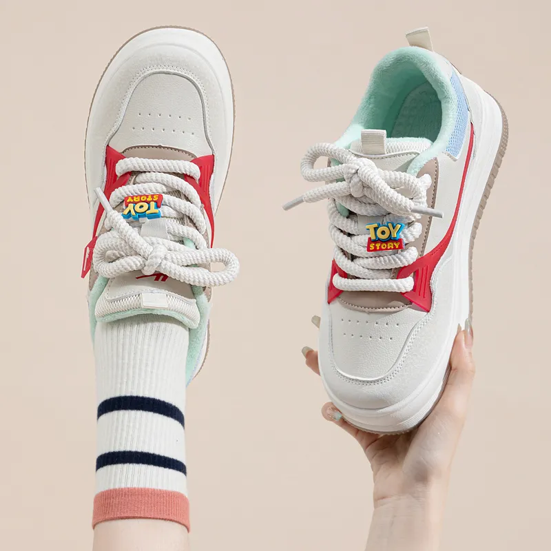 Warrior Warm Wear Resistant Lightweight Low Top Skateboard Shoes Women's Beige Red Light Blue-6