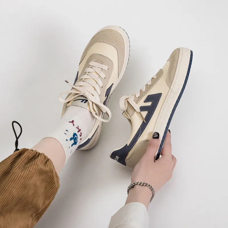 Warrior Ulzzang Trendy Versatile Low Top Skateboard Shoes Unisex Beige Gray Blue-5