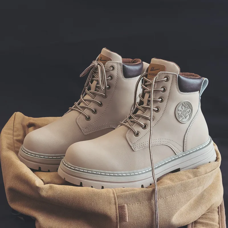 Warrior British Style Ankle Boots Short Martin Boot Unisex Gray-11