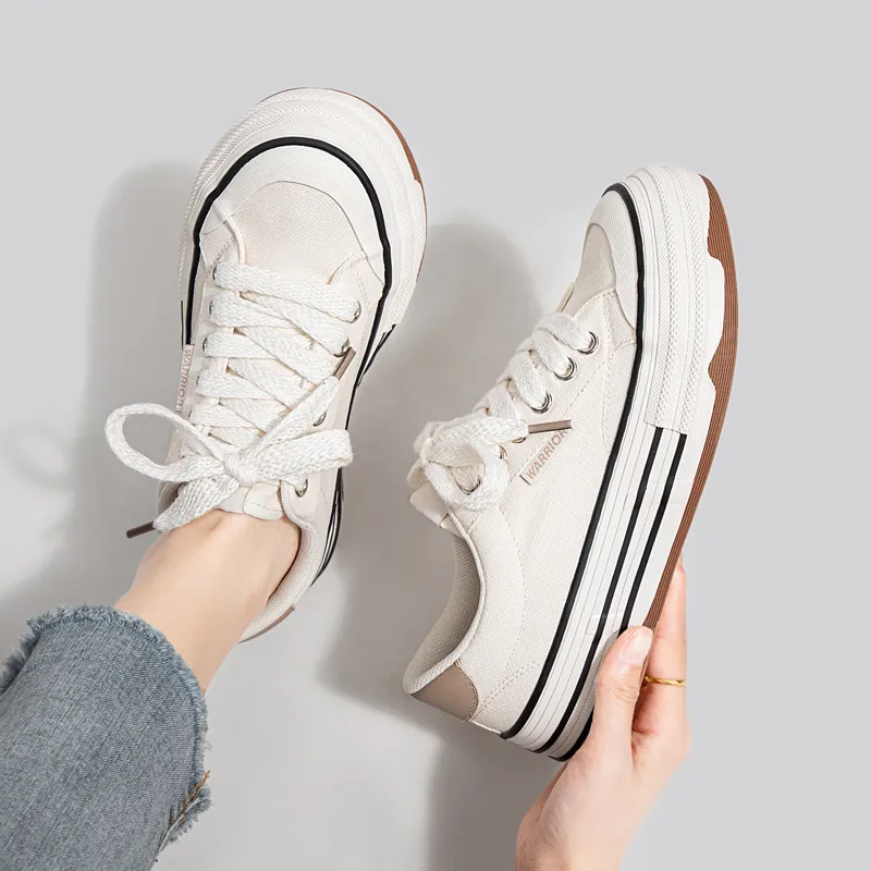 Warrior Students' Elegance Casual Women's Shoes Lightweight Low Top Canvas Shoes Women's Beige-5