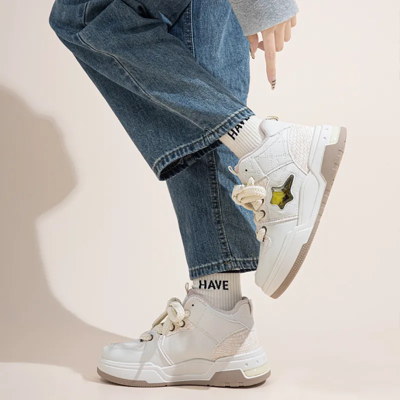 Warrior Lightweight High Top Skateboard Shoes Unisex Beige Khaki-7
