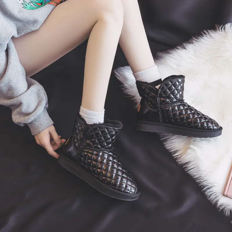 Warrior Thickened And Fleece Lined Padded Shoes Warm Ankle Length Snow Boots Women's Black-7