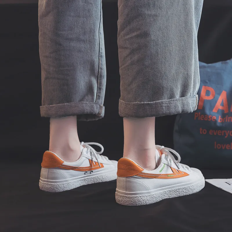 Warrior Low Top Canvas Shoes Women's White Orange-8