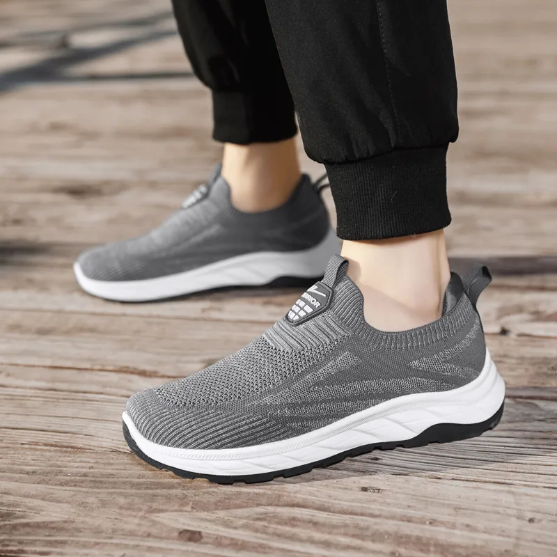 Warrior Soft Sole Elderly Shoes Lightweight And Breathable Low Top Casual Shoes Men's Gray-8