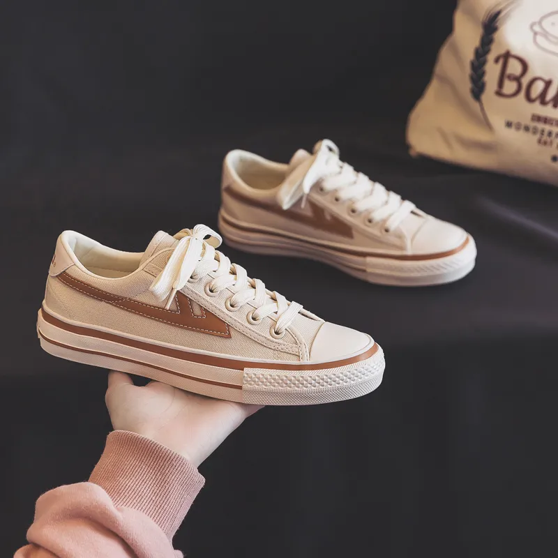 Warrior Lightweight Low Top Canvas Shoes Unisex Beige Brown-3