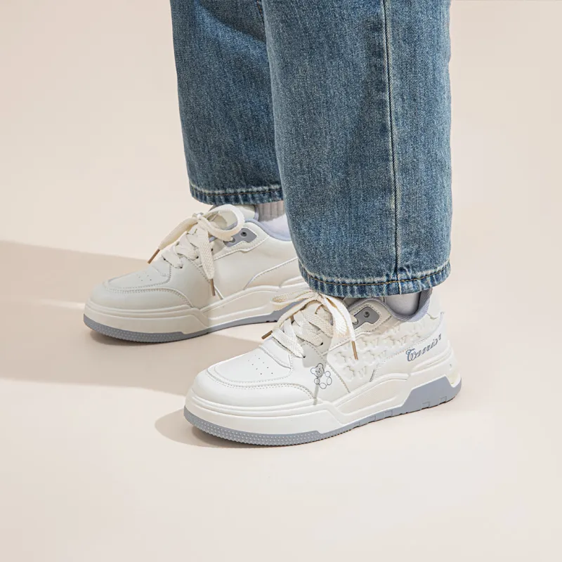 Warrior Warrior Casual White Sneakers Wear resistant And Lightweight Low Top Skateboard Shoes Unisex Beige Gray-8