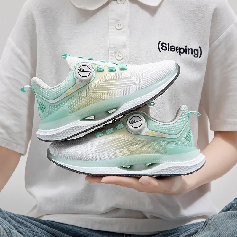 Warrior Comfortable Sports Anti Slip Wear Resistant Low Top Casual Shoes Women's White Lake Green-4