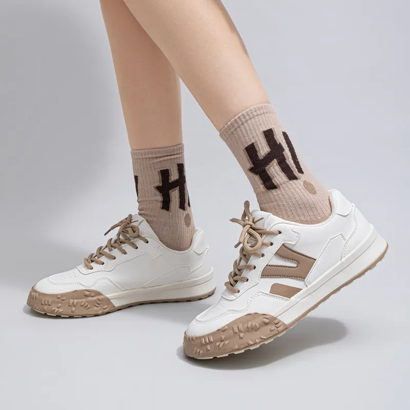 Warrior Durable Lightweight And Breathable Low-Top Skateboard Shoes Women's Light Beige Brown-8