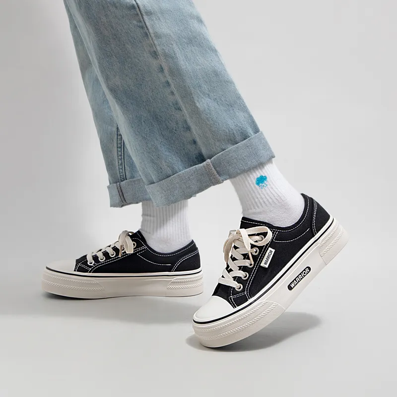Warrior Low Top Canvas Shoes Women's Black-7