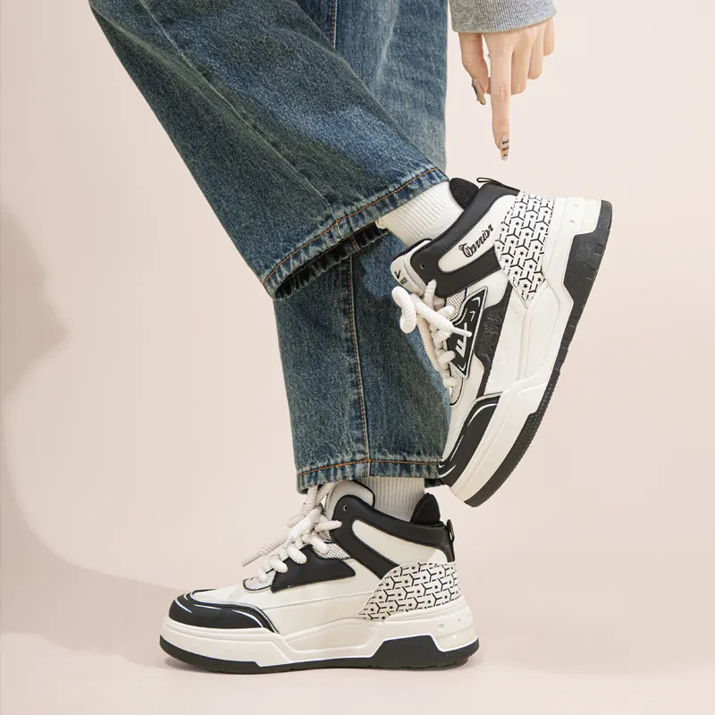 Warrior Warrior High Top Skateboard Shoes Unisex Beige Black-9