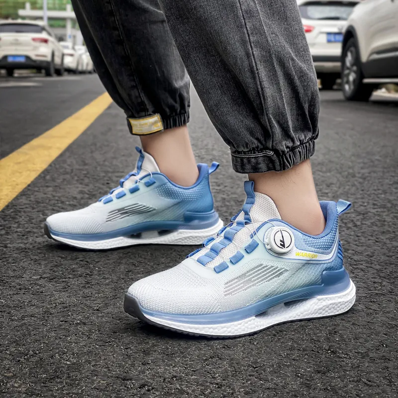 Warrior Running Cushioning Lightweight Low Top Casual Shoes Men's Gray Blue-7