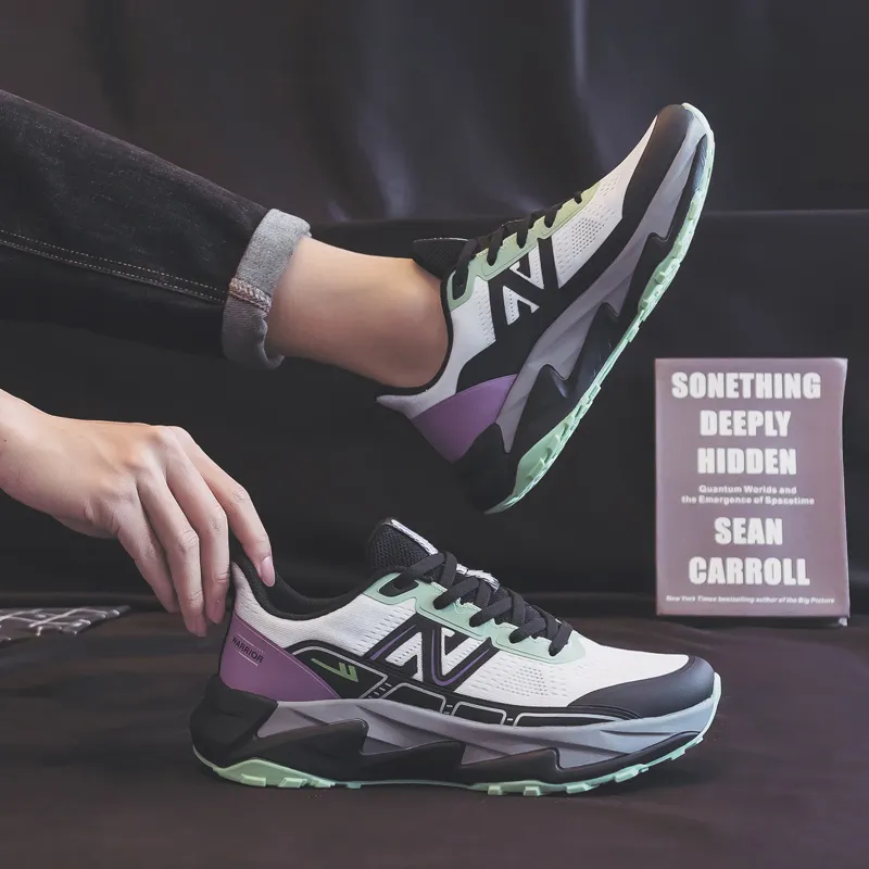 Warrior Wear resistant And Lightweight Low Top Casual Shoes Men's Gray Black Purple Green-7