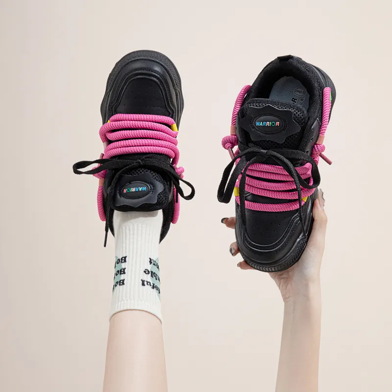 Warrior Warrior Low-Top Skateboard Shoes Women's Black Pinkish-5