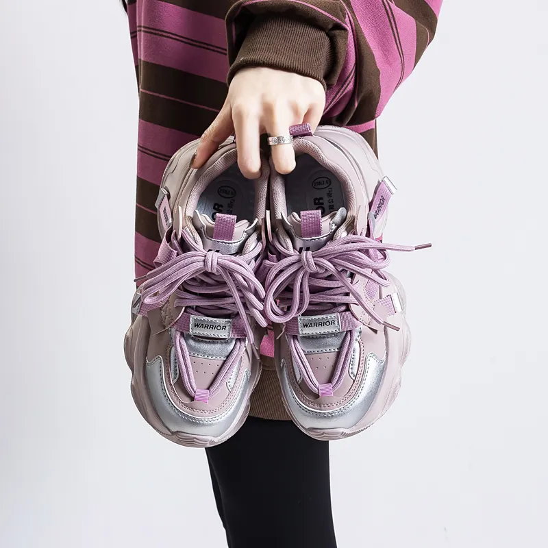 Warrior Breathable And Lightweight Low Top Casual Shoes Women's Purple Silver-5