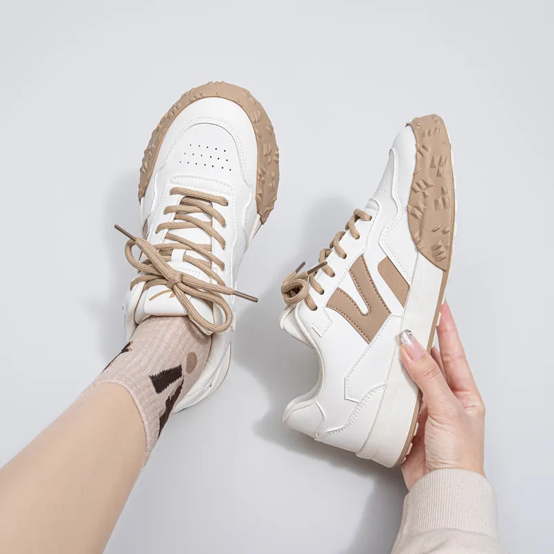 Warrior Durable Lightweight And Breathable Low-Top Skateboard Shoes Women's Light Beige Brown-6