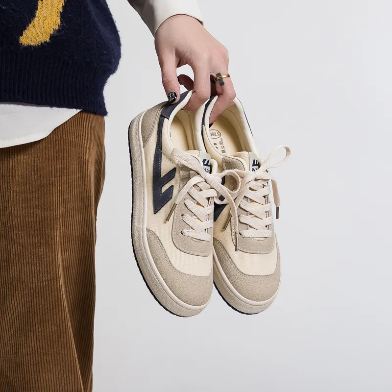 Warrior Ulzzang Trendy Versatile Low Top Skateboard Shoes Unisex Beige Gray Blue-4