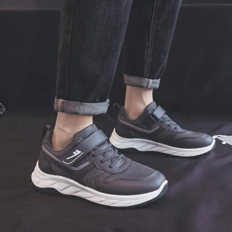 Warrior Soft Soled Dad Shoes Lightweight Low Top Casual Shoes Men's Gray-8