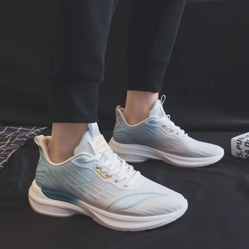Warrior Students' Running Shoes Lightweight And Breathable Low Top Casual Shoes Men's White Blue-6