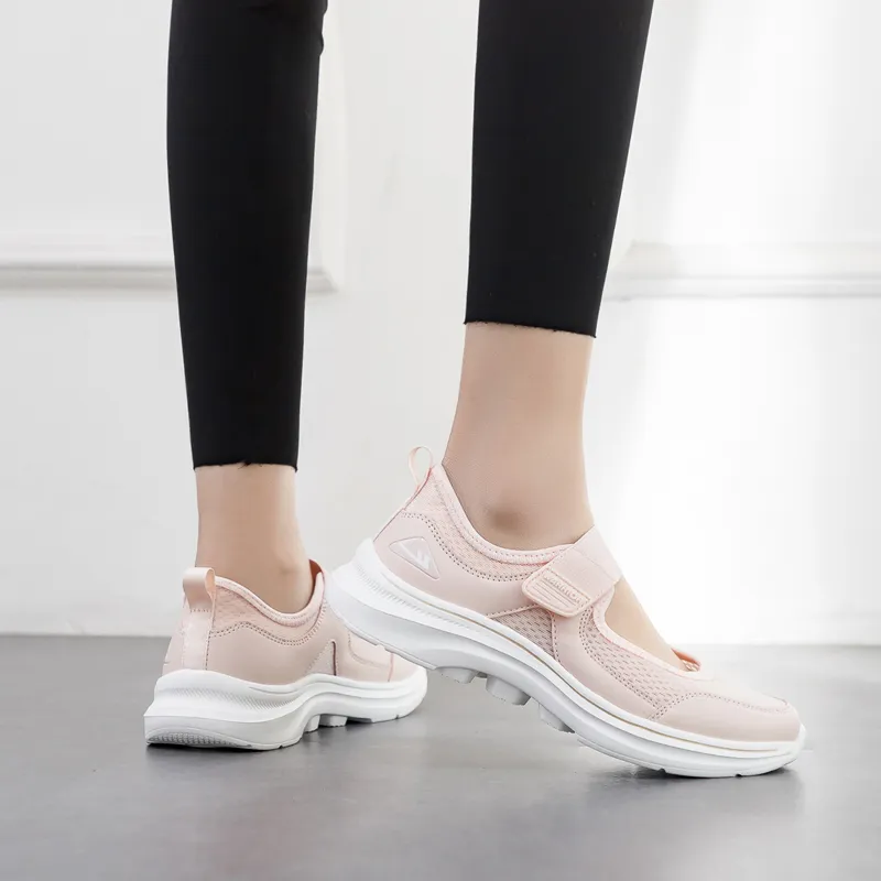 Warrior Comfortable Mom Shoes Lightweight And Breathable Low Top Casual Shoes Women's Pink-7
