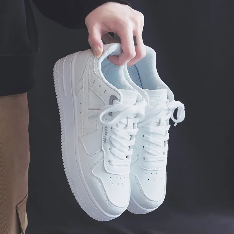 Warrior Students' White Sneakers Wear resistant And Lightweight Low Top Skateboard Shoes Unisex White-6