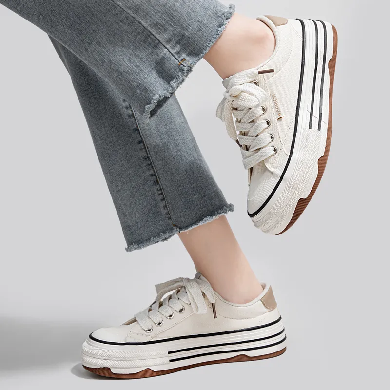 Warrior Students' Elegance Casual Women's Shoes Lightweight Low Top Canvas Shoes Women's Beige-9