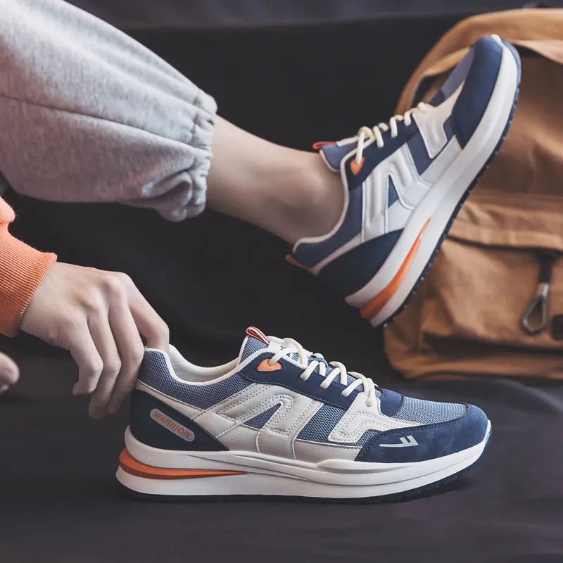 Warrior Wear resistant And Lightweight Low Top Casual Shoes Men's Beige Blue Orange-6