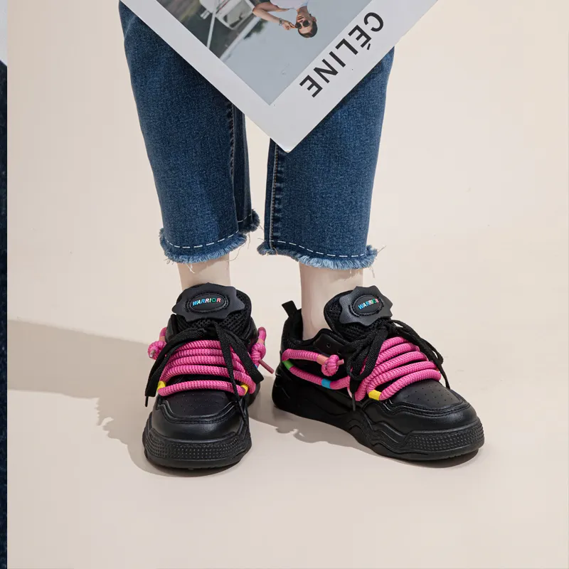 Warrior Warrior Low-Top Skateboard Shoes Women's Black Pinkish-11
