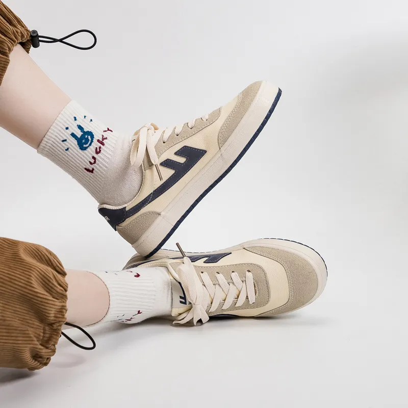 Warrior Ulzzang Trendy Versatile Low Top Skateboard Shoes Unisex Beige Gray Blue-6