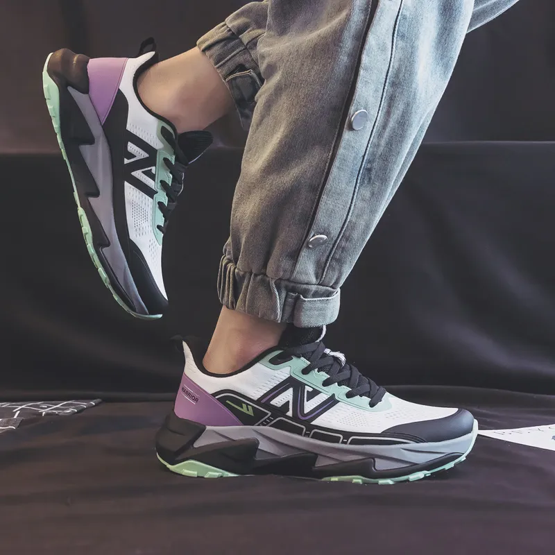 Warrior Wear resistant And Lightweight Low Top Casual Shoes Men's Gray Black Purple Green-9