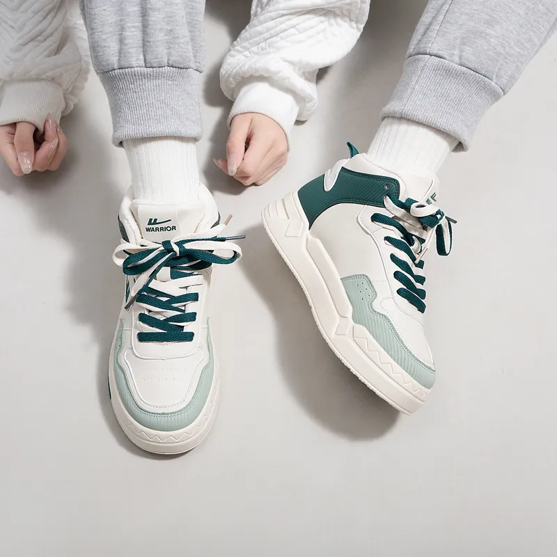 WARRIOR Skateboard Shoes Unisex High Top Beige Green-8