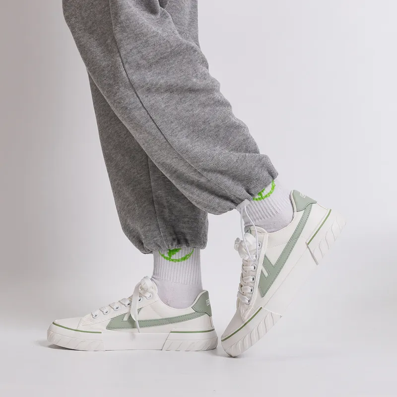 Warrior Wear resistant And Lightweight Low Top Canvas Shoes Unisex White Green-5
