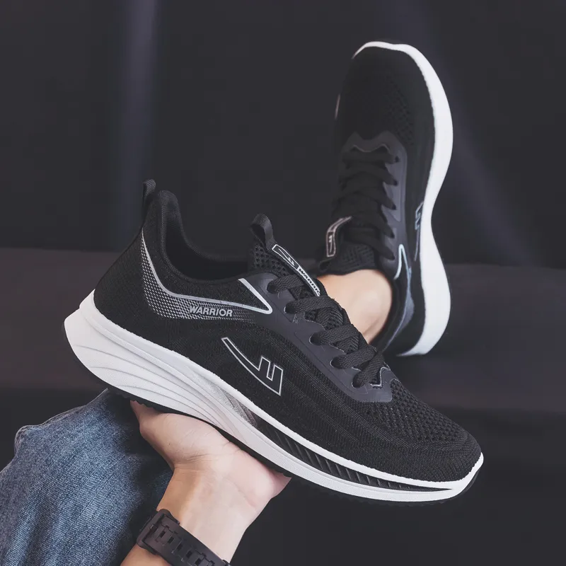 Warrior Students' Running Shoes Lightweight And Breathable Low Top Casual Shoes Men's Black Gray-7