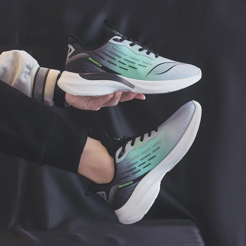 Warrior Students' Running Shoes Lightweight And Breathable Low Top Casual Shoes Men's Black Green-7