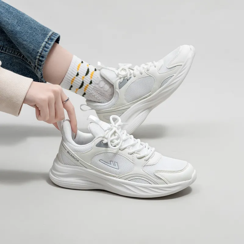 Warrior Warrior Students' Running Shoes Breathable Lightweight Low Top Casual Shoes Unisex White-8