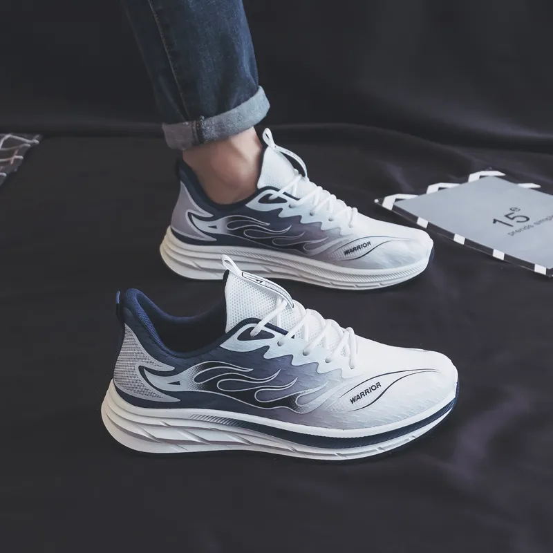 Warrior Running Shoes Wear resistant And Lightweight Low Top Casual Shoes Men's White Dark Blue-6