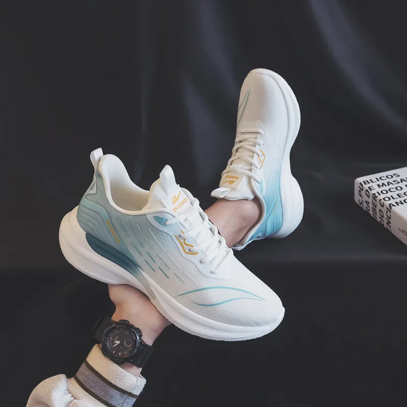 Warrior Students' Running Shoes Breathable Lightweight Low Top Casual Shoes Men's White Haze Blue-7