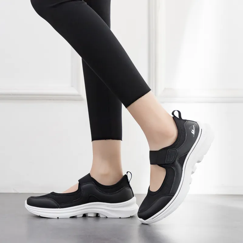Warrior Comfortable Mom Shoes Lightweight And Breathable Low Top Casual Shoes Women's Black-8