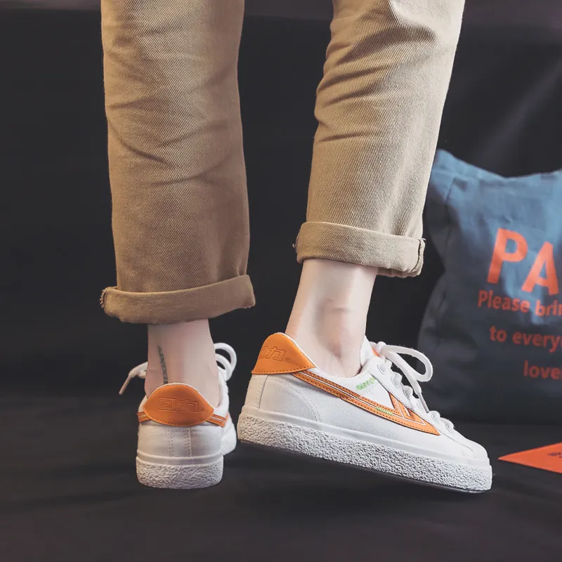Warrior Low Top Canvas Shoes Women's White Orange-6