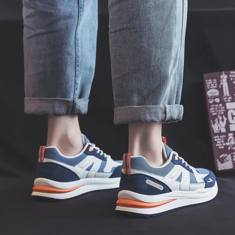 Warrior Wear resistant And Lightweight Low Top Casual Shoes Men's Beige Blue Orange-5