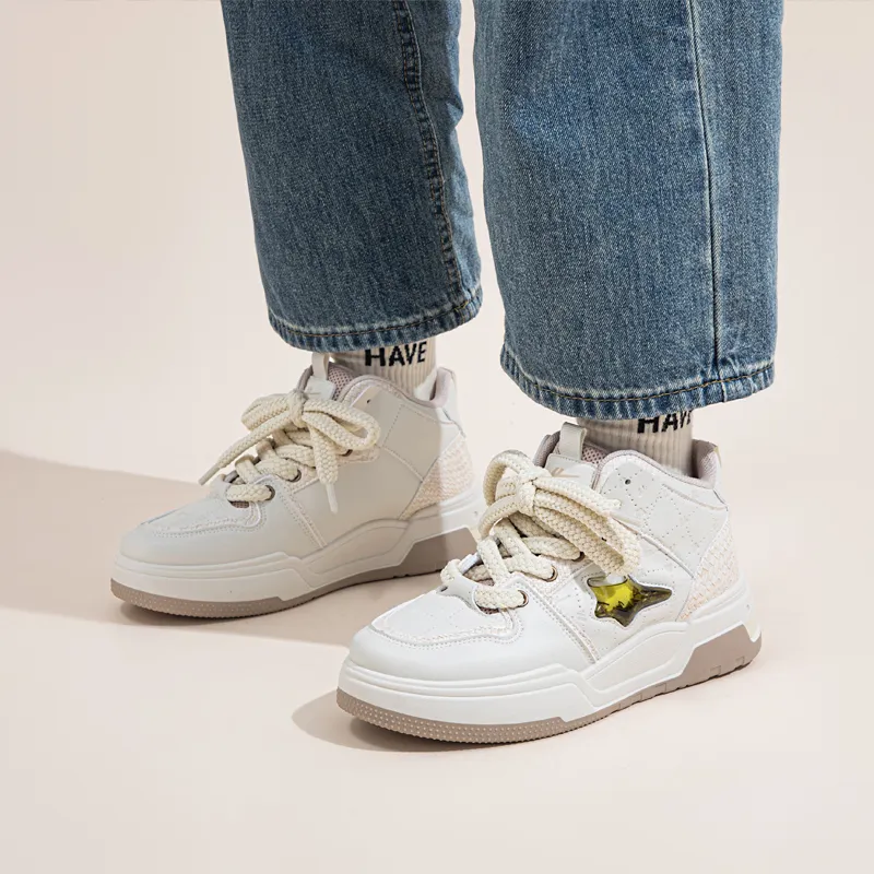Warrior Lightweight High Top Skateboard Shoes Unisex Beige Khaki-5