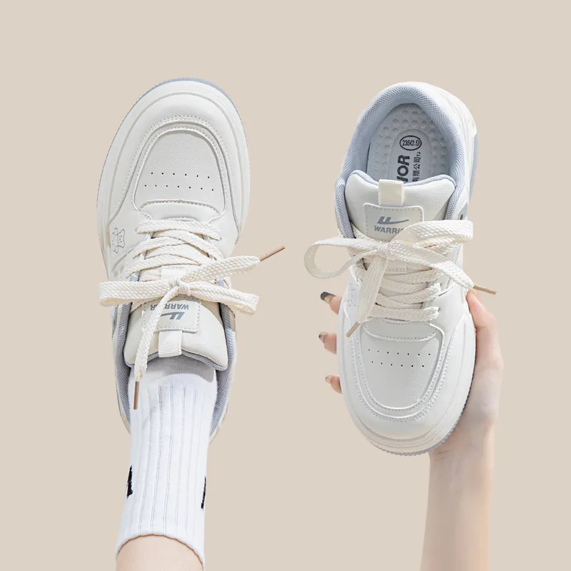 Warrior Warrior Casual White Sneakers Wear resistant And Lightweight Low Top Skateboard Shoes Unisex Beige Gray-5